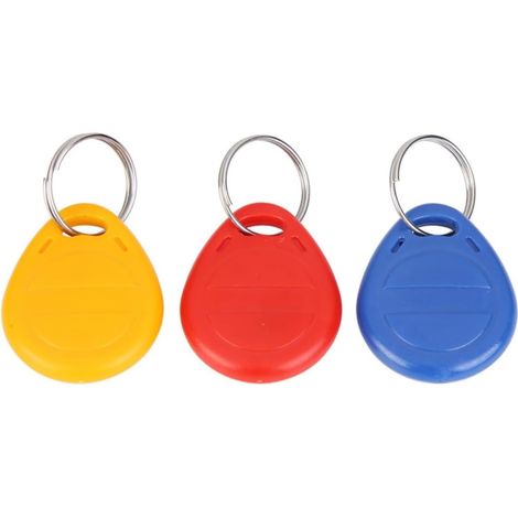 Lot de 3 Porte-clés D'accès Id en Plastique Étanches Numéro Id Unique Préprogrammé pour Contrôle D'accès Sécurisé Travail, Couleurs Jaune et Bleu (1/5)
