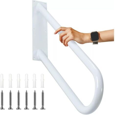 Treppengeländer, U-förmiges Geländer für 1 bis 2 Stufen, für Gärten, Garagen, Toiletten, Veranden, Innen- und Außenbereich (46 cm, Weiß)