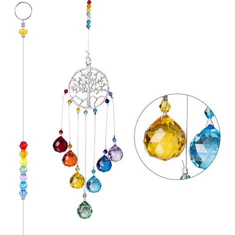 Prisme en Cristal de Verre Coloré pour Fenêtre - Attrape-Soleil Créateur d'Arc-en-Ciel - Décoration Suspendue Jardin de Cristal (1/5)