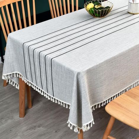 Tischdecke mit Fransen aus Baumwollmischgewebe