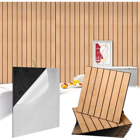 Panneaux muraux autocollants imitation lattes de bois 30×30 cm, 12 pièces d'autocollants pour carrelage, carrelage adhésif pour cuisine, PVC, détachables, carrelage métro autocollant, crédence de (1/5)
