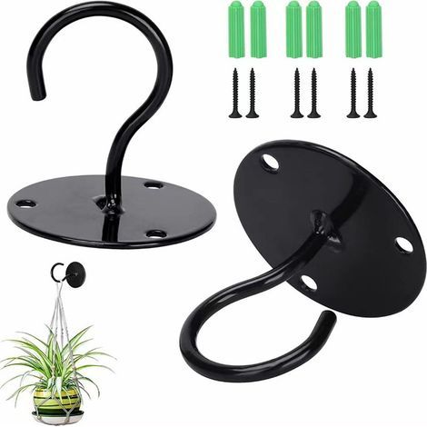 Crochets pour plantes suspendues - crochets muraux en métal robuste pour suspendre mangeoires à oiseaux, jardinières, carillons éoliens, y compris des chevilles professionnelles pour cloisons sèches ( (1/5)