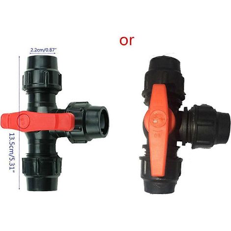 Raccord de vanne en T à trois voies, vanne à trois voies en plastique à connexion rapide, diamètre intérieur de 22 mm, noir, 1 pouce. (1/5)
