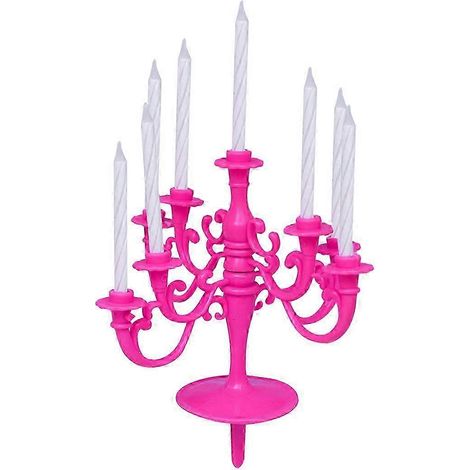Chandelier de mariage, décoration de fête d'anniversaire, bougie fine pour gâteau, grand chandelier à 9 bougies, rose, haute qualité. (1/5)