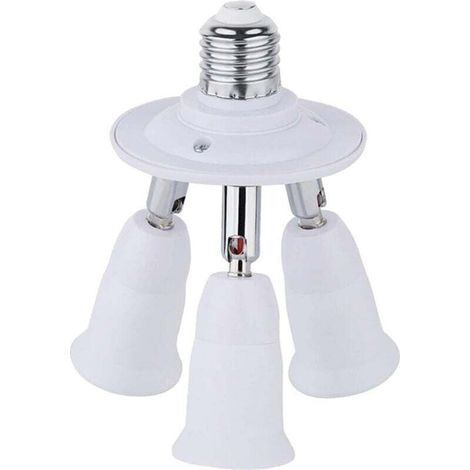 Adaptateur E27 3 en 1 pour Studio, Douille Triple a Vis pour Ampoules LED, Support de Plafonnier de Trois Lampes, 360 Degrés Réglable, Douille Multiple E27 pour Lampe UV Disco, Blanc
