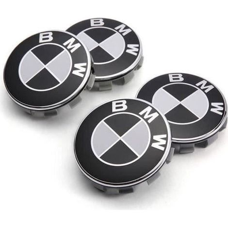 x4 Centres de Roue 68mm Noir Blanc Emblème BMW Cache Moyeu réf no:36136783536 (1/2)