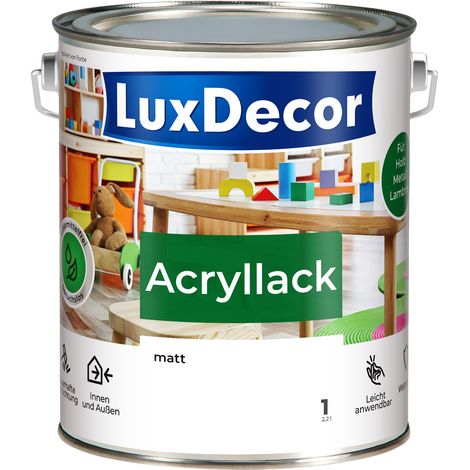 LUXDECOR Acryllack Holzfarbe Metall und Holz Lack Buntlack Matt (01) Schneeweiß - 2,2L