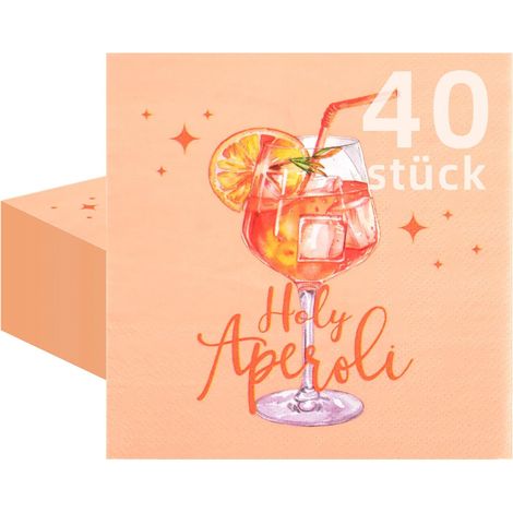 Serviettes Papier Orange Avec La Phrase “Holy Aperoli” Pour Les Fêtes,33×33cm Serviette De Table En Tissu Pour Mariages, Anniversaires, Tous Les Jours (20) (1/5)