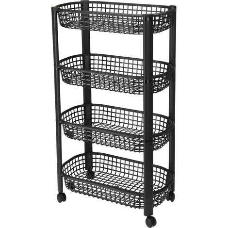 Carrello da cucina nero 46,5x26xh78,8 cm (1/3)