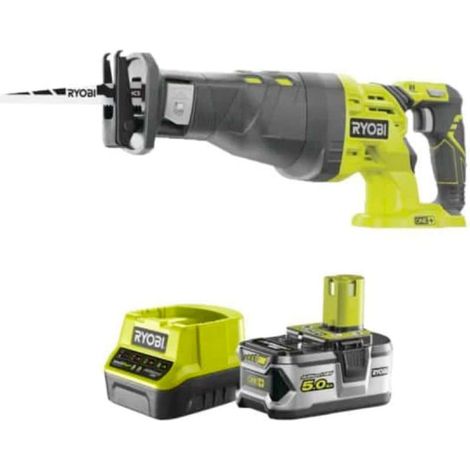 RYOBI Pack 18V OnePlus Sega Sciabola OnePlus R18RS-0 - 1 batteria 5.0Ah - 1 caricabatterie veloce 2.0Ah RC18120-150