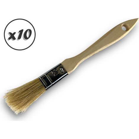 Lot de 10 pinceaux queue de morue Soie blanche Largeur 20 mm Epaisseur triple tous types de travaux laques et vernis Peinture huile acrylique colle lasure apprêt résine Kibros 32320x10