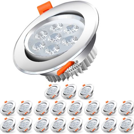 SWANEW Set de 20 spots encastrables spot LED spot encastrable plafonnier IP44 dimmable 7W Blanc froid (1/5)