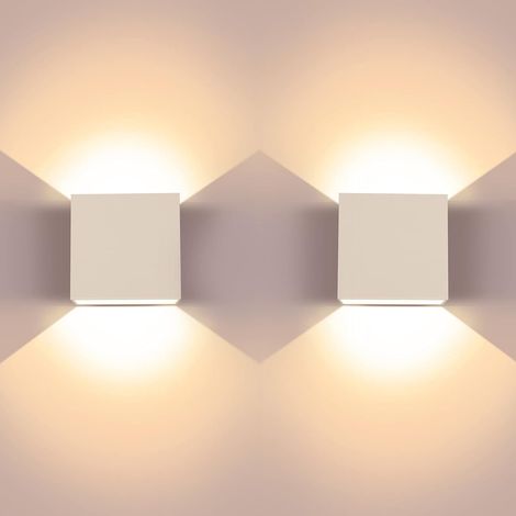 ZOLGINAH Paquete de 2 Luces de Pared LED de 6W, Lámpara de Pared Cuadrada Moderna de Aluminio Blanco cálido 3000k, para Sala de Estar, Dormitorio, Pasillo (1/5)