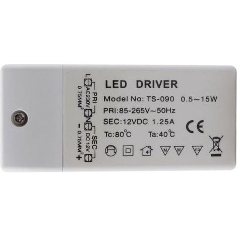 Lntyq Entrée: 220-240V sortie: DC 12V 1.25A DC 15W, ampoule LED transformateur driver convertisseur conducteur alimentation de tension constante (1/4)