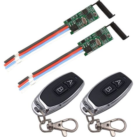 2 Modules récepteurs avec 2 émetteurs interrupteur télécommande sans fil DC 3,6V 5V 12V 24V 30V 2A 1 canal 433Mhz Contrôle radio interrupteur à distance Contrôleur de petite taille (1/4)