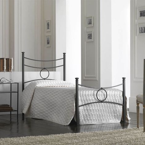 Einzelbett aus Eisen mit schwarzem Fußteil CONCA 92x208x h117 cm