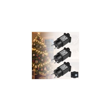 31V 6W blinkende Lichterkette, 3-teiliges LED-Netzteil, IP44 Niederspannungs-Treiberadapter mit 8 Modi, Timer und Speicherfunktion für Lichterketten, Weihnachtsdekorationen - Crezuo