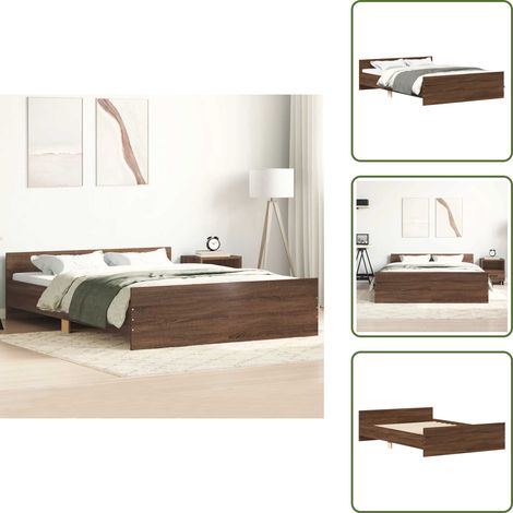 The Living Store Cadre de lit sans matelas chêne marron 120x200 cm - Cadre De Lit - Lit Double - Lit En Bois - Lit Design - Literie