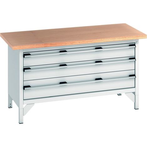 Bott Kastenwerkbank cubio Multiplex-Arbeitsplatte 1500 x 750 x 840mm RAL 7035