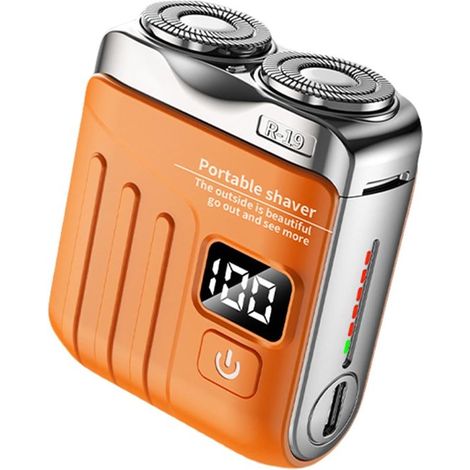 Afeitadora eléctrica de viaje, 8000 RPM, diseño tipo maleta, resistente al agua, con pantalla digital, interfaz USB, ideal para hoteles, dimensiones 5x2,5x6 cm. (1/5)