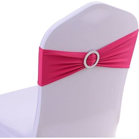 50 Noeuds de Chaise Stretch Bande Housse de chaise de mariage avec boucle nœud coulissant Décorations Chaise Décoration Rose Rouge (1/4)