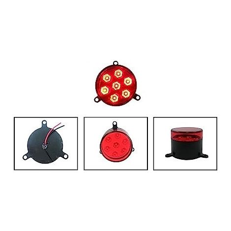1 pièce LED rouge ronde, feu de gabarit / feu de position à 5 diodes, 12–24 V, pour camion, bus, van, caravane, plateau, camping