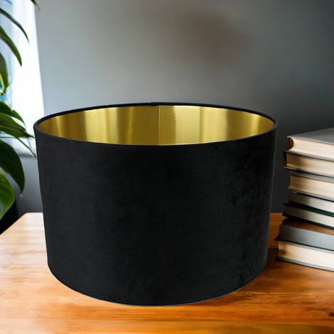 Abat-jour pour lampes suspendues en tissu Ø 40 cm rond en or noir abat-jour en verre moderne (1/5)