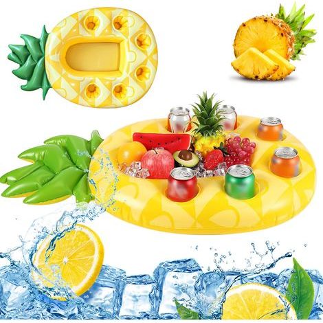 Porte-gobelet gonflable flottant, 2 en 1 boissons et porte-collation Bar de piscine 8 trous Grande capacité Dessous de verre Beau flottant Porte-bouteille gonflable Été Piscine Fête (1/5)
