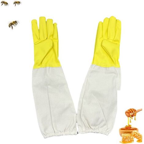 Gants d'apiculture en laine de chèvre, gants de protection à manches longues en toile, gants de jardinage, matériel d'apiculture, compatibles avec les équipements de protection. (1/5)