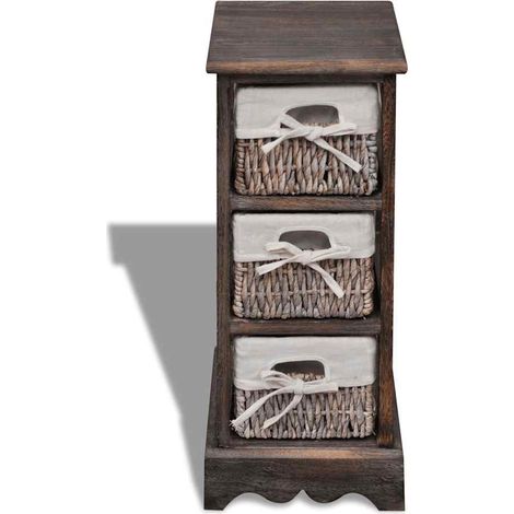 Maison Exclusive - Struttura Stoccaggio in Legno con 3 Cestini Intrecciati Marrone (1/5)