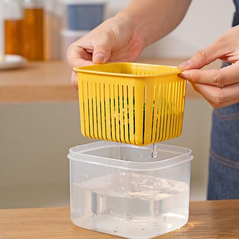 Aufbewahrungsbox für Frühlingszwiebeln, Aufbewahrungsbox für Gewürze und Früchte, Kühlschrankfach für Zutaten, Aufbewahrungsbox für Frühlingszwiebeln, Ingwer und Knoblauch, gelb (1/5)
