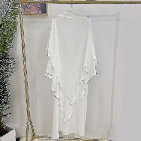 Zweiteiliges muslimisches Damen-Set (Jilbab, Abaya und Hijab) bestehend aus Hijab, Khimar und langem Niqab, Gebetskleidung, Djellaba und Burka (Größen XL bis XXL, weiß). (1/5)