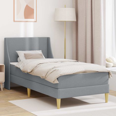 Bettgestell mit Matratze Hellgrau 100 x 200 cm Polyester (1/5)
