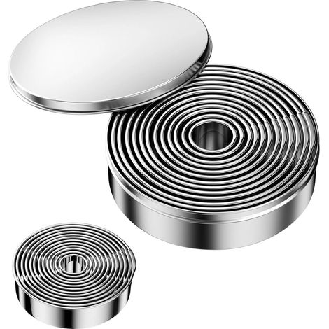 Emporte Piece Patisserie Acier Inoxydable, Pièces Rond Sablé Emporte-Pièces Biscuit, 12Pcs Orientale Pièce Pâtisserie Cutter Moule, Cercle Tartelette Gateaucercle Emporte-Pièce Donuts (1/5)