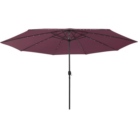 Ombrellone da esterno con led e palo in metallo 400 cm bordeaux 020008181