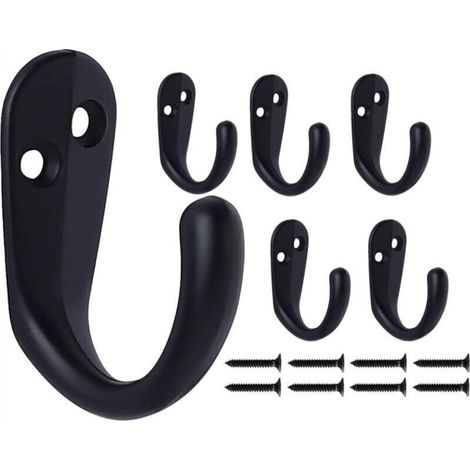 Schwarze Garderobenhaken, 6 robuste Vintage-Wandhaken aus Metall, freistehende Wandhaken, geeignet für Zuhause, Eingangsbereich, Küche, Schlafzimmer, Badezimmer, Garage. (1/4)