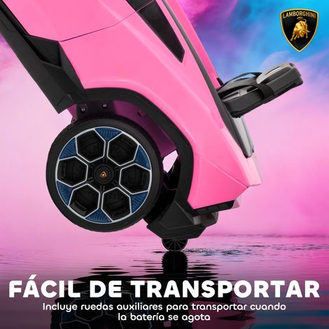 Chargeur de voiture électrique adapté aux enfants de 3 ans et plus, avec autorisation Lamborghini, batterie 12V, télécommande, moteur 2,4G, double rose. (1/5)