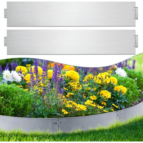 EINFEBEN Bordure de gazon Bordure de chemin Bordure métallique Bordure de parterre Galvanisé Palissade 100x18cm 30m (1/5)