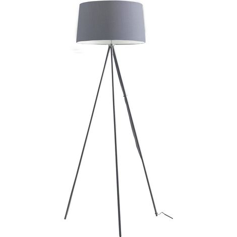 Fan Europe MARILYN Lampadaire Trépied Gris, Abat-jour Coton 48x155cm