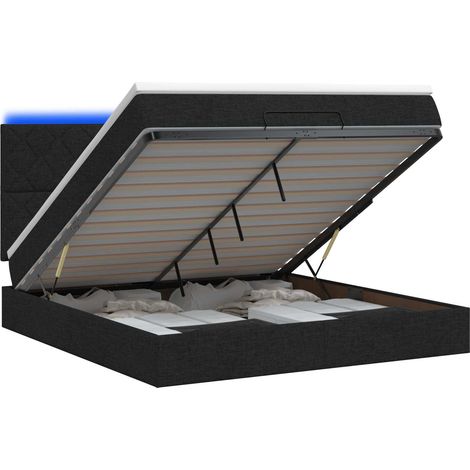 Maison Exclusive - Lit coffre avec matelas et LED Noir 180 x 200 cm Tissu (1/5)