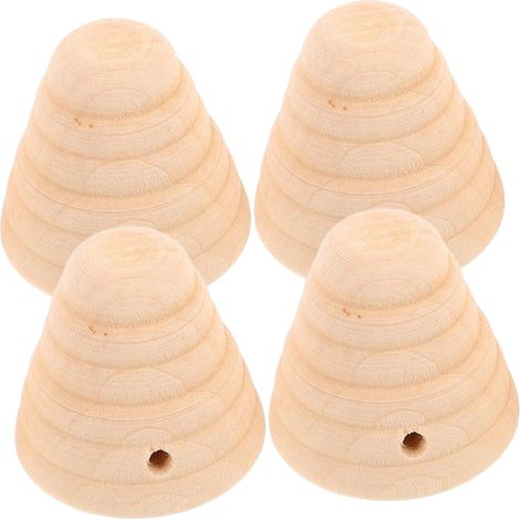 Ruche Abeille en Bois Naturel 4pcs, Décoration DIY Polyvalente de Nid d'abeille pour Intérieur Chambre, Sculpture Artistique Design Ruche (1/5)