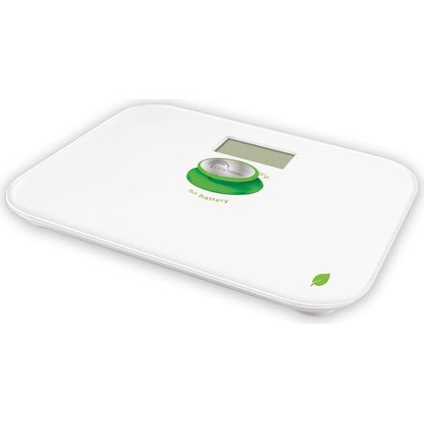 Kinetic Blanc / Vert - Pèse-personne sans pile - Ecologique grâce son bouton Little Balance - 180 kg / 100 g (1/5)