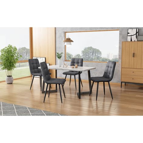 Ensemble de 4 chaises de salle à manger en lin et métal couleur dunkelgrau, 70,5 x 66 x 45 cm HOMAIRE (1/5)