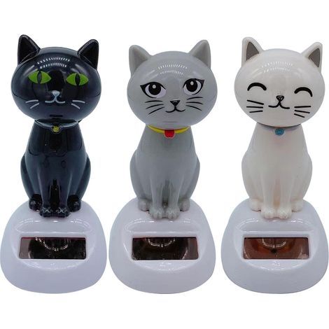 Chat Dansant Solaire, 3 Pièces Animal Chat Qui Danse Voiture, Figurine Qui Danse Solaire pour Tableau de Bord Voiture Maison Bureau Table Décoration, Cadeau pour Conducteur (1/5)