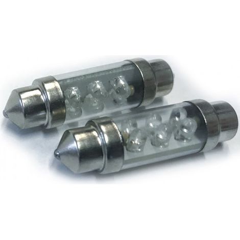 Coppia 2 Lampade Led T11 C5W Siluro 39mm Con 6 Led F3 Colore Bianco Freddo 6000K 12V 0,2W (1/2)