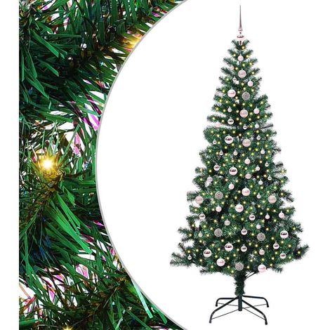 Sapin de Noël，Arbre de Noël artificiel pré-éclairé Vert 240 cm PVC et métal CFW85576 (1/5)