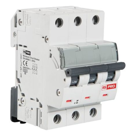 Disjoncteur RS PRO 3P, 16A, pouvoir de coupure 10 kA, montage rail DIN ( Prix pour 1 )