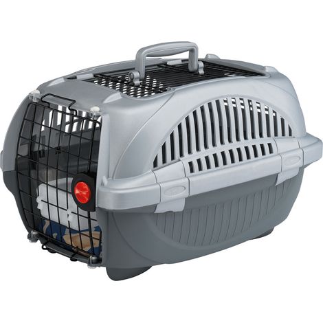 Ferplast ATLAS DELUXE OPEN Trasportino per gatti e cani di piccola taglia con tettuccio apribile - 2 misure. Variante ATLAS DELUXE 20 OPEN - Misure: 37.4 x 57.6 x h 33 cm - Grigio (1/5)