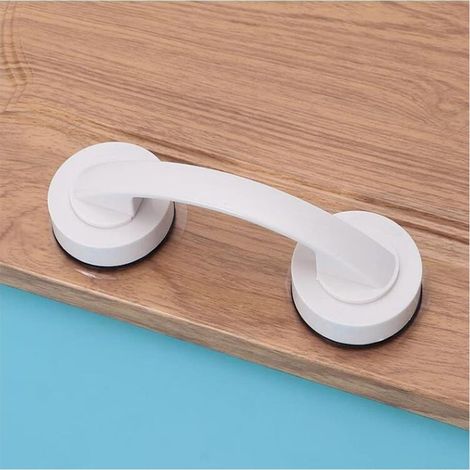 Glass Mirror Door Handle with Suction Cup, Wall Mounted Handrail with Suction Cup for Refrigerator Drawer, Bathtub Shower Handle, Cabinet Handle with Suction Cup for Kitchen Drawer (White) (1/5)
