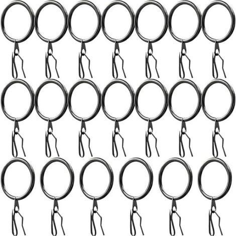 20 Pièces Curtain Rings,Anneaux de Rideaux Métal und Crochet Rideau Metal,Rideau de Porte,Rideaux de Douche(Noir) (1/4)